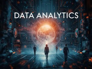 data analytics wallpaper with technology and title with some unique image and a humans also there related data science with light theme (1)
